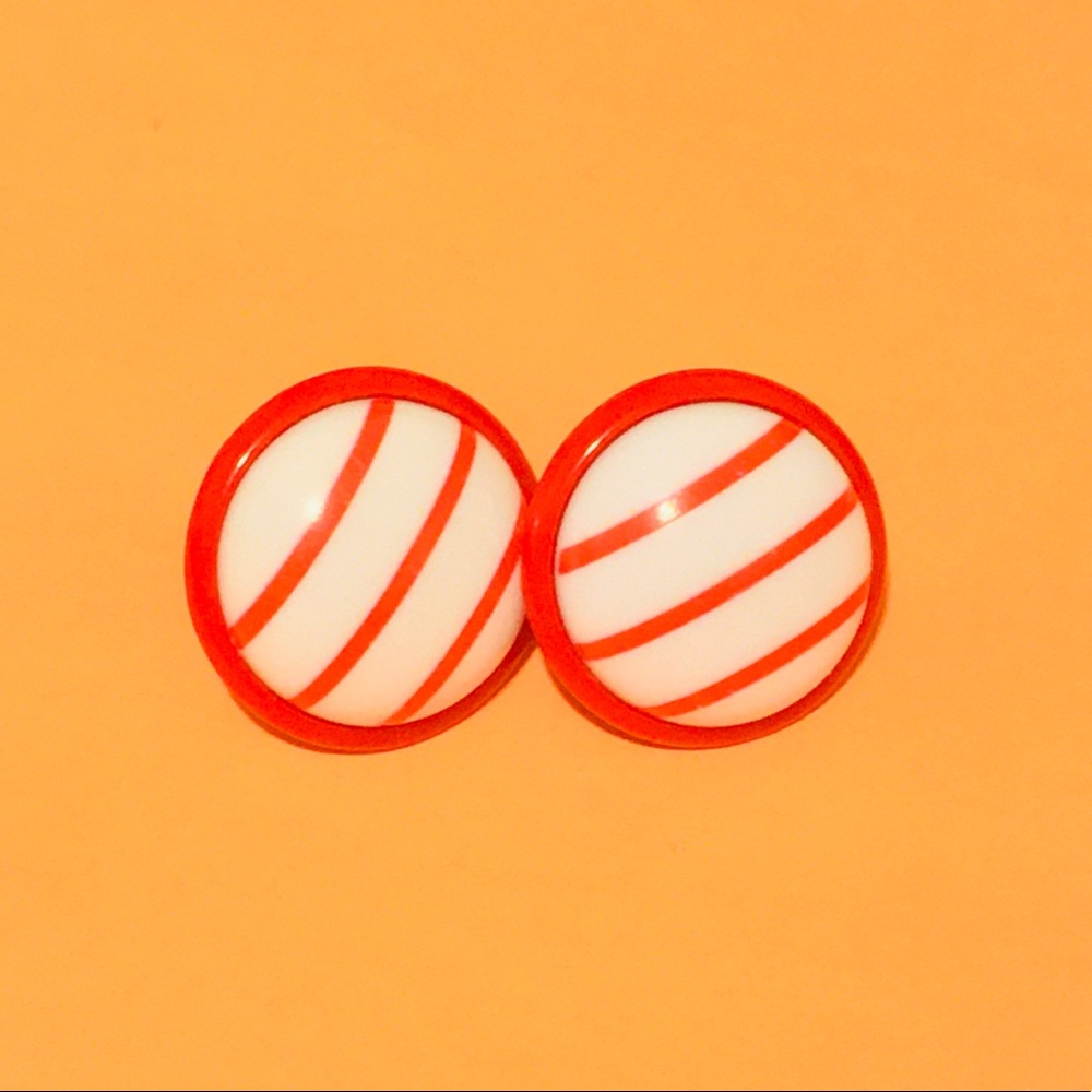 Retro Striped Vintage Lucite Earrings